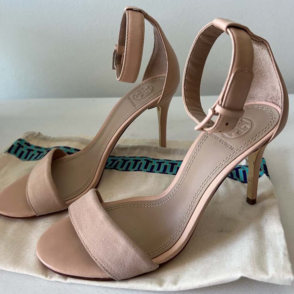 Tory Burch Leather Ankle Strap Sandal Heel